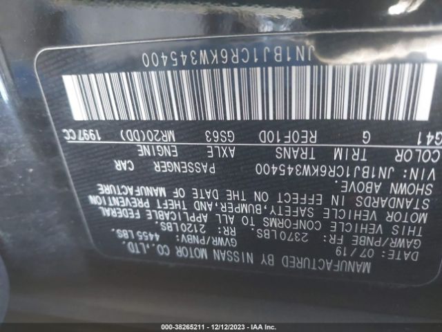 JN1BJ1CR6KW345400 Nissan Rogue Sport S