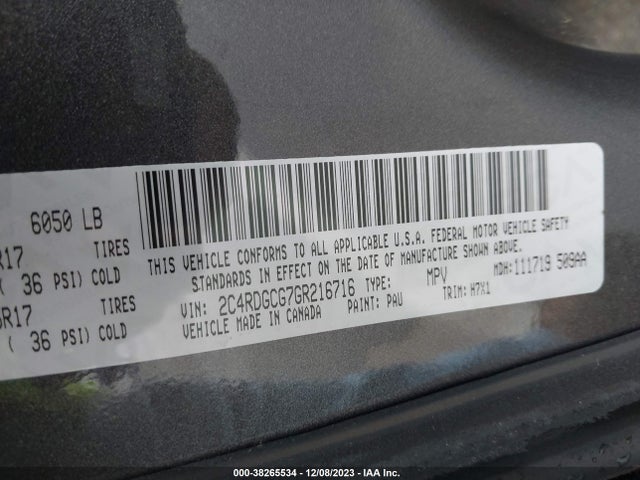 Dodge Grand Caravan Sxt 2016 2C4RDGCG7GR216716 Image 9