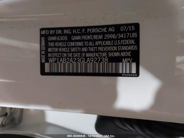 2016 PORSCHE CAYENNE WP1AB2A23GLA92738 Photo 8