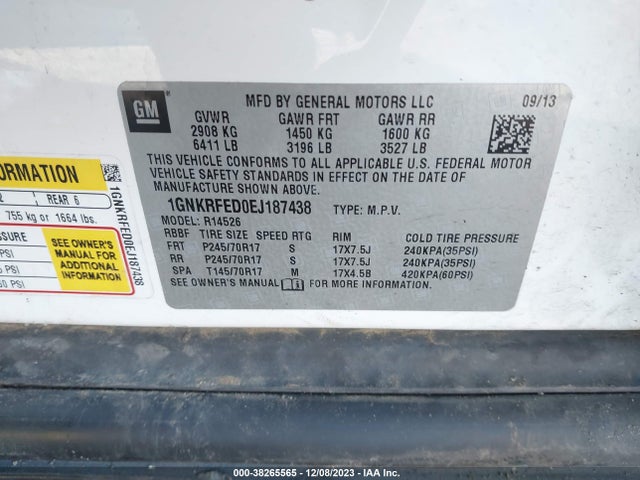 Chevrolet Traverse Ls 2014 1GNKRFED0EJ187438 Image 9