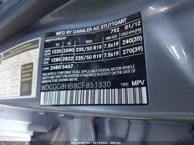 2012 MERCEDES-BENZ GLK 350 4MATIC VIN: WDCGG8HB8CF851330