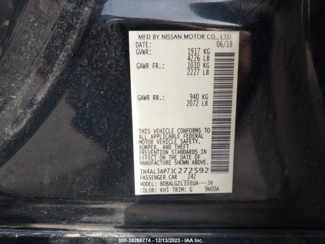 Nissan Altima 2.5 S 2018 1N4AL3AP7JC272592 Image 9