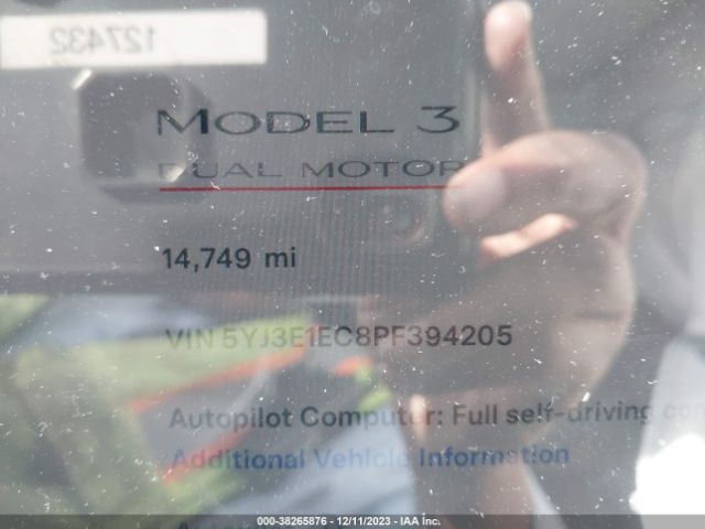 5YJ3E1EC8PF394205 Tesla Model 3 Performance Dual Motor All-wheel Drive