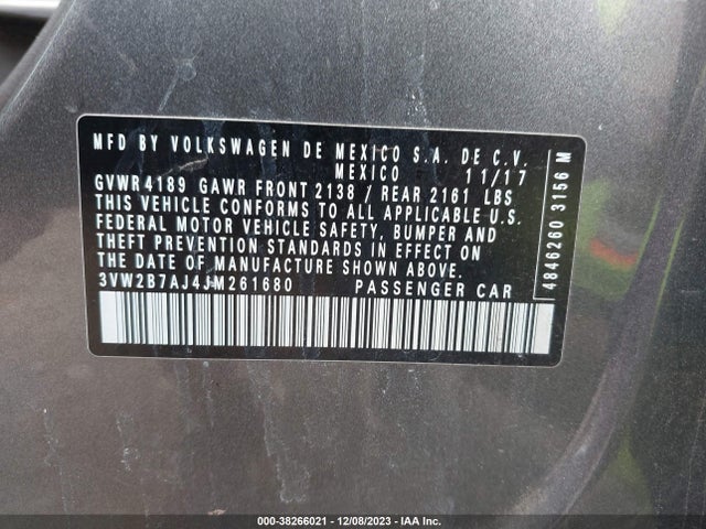 3VW2B7AJ4JM261680 Volkswagen Jetta 1.4t S
