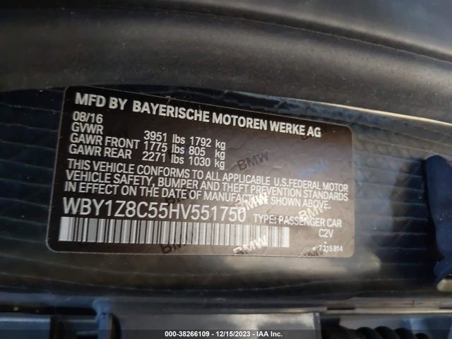 WBY1Z8C55HV551750 BMW I3 94 Ah W/range Extender