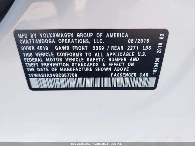 1VWAS7A34GC057758 Volkswagen Passat 1.8t R-line