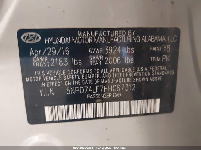 Hyundai ELANTRA SE 2017 5NPD74LF7HH067312 Image 9