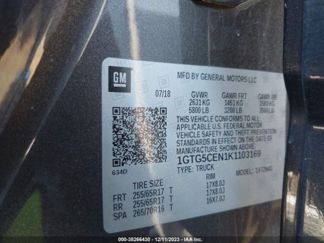 1GTG5CEN1K1103169 GMC CANYON SLE