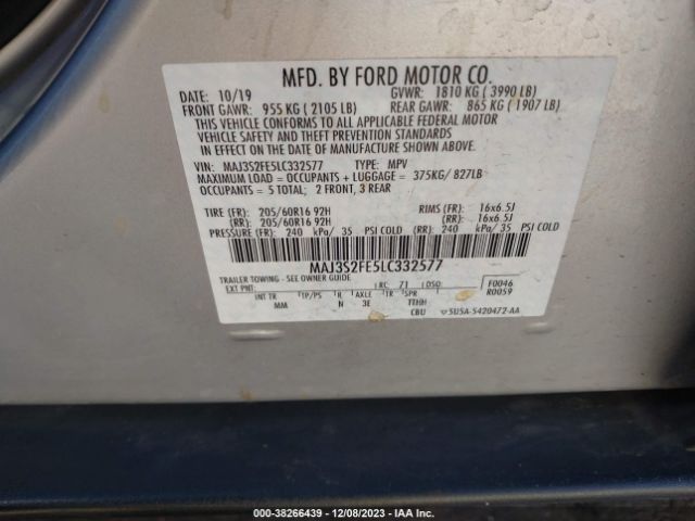 MAJ3S2FE5LC332577 Ford ECOSPORT S