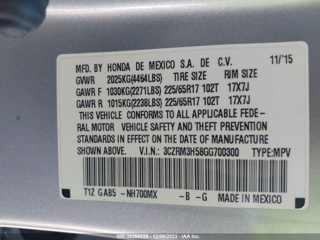 Honda CR-V EX 2016 3CZRM3H58GG700300 Image 9