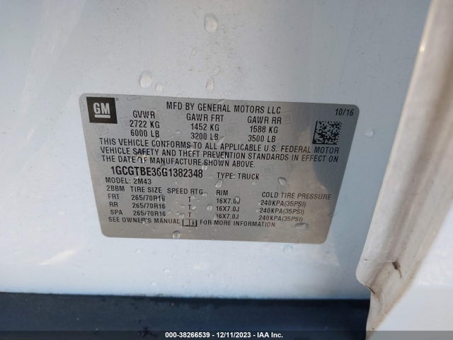 Chevrolet Colorado Wt 2016 1GCGTBE36G1382348 Image 9