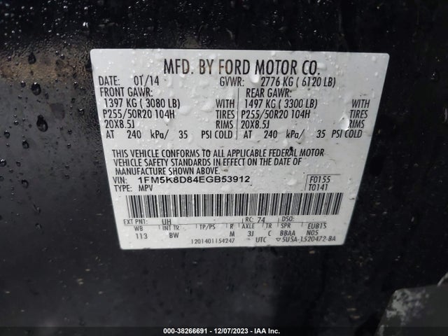 1FM5K8D84EGB53912 Ford 2014