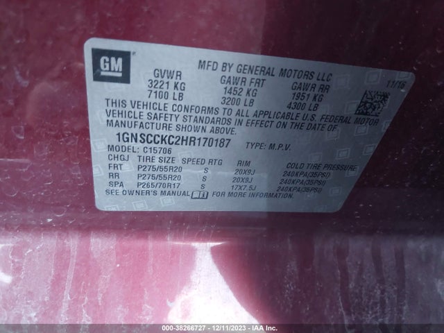 Chevrolet Tahoe Premier 2017 1GNSCCKC2HR170187 Image 9