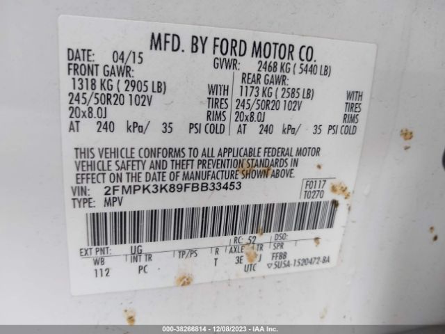 2FMPK3K89FBB33453 Ford Edge Titanium