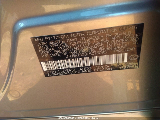 JTHBA1D28G5013095 Lexus IS 200T