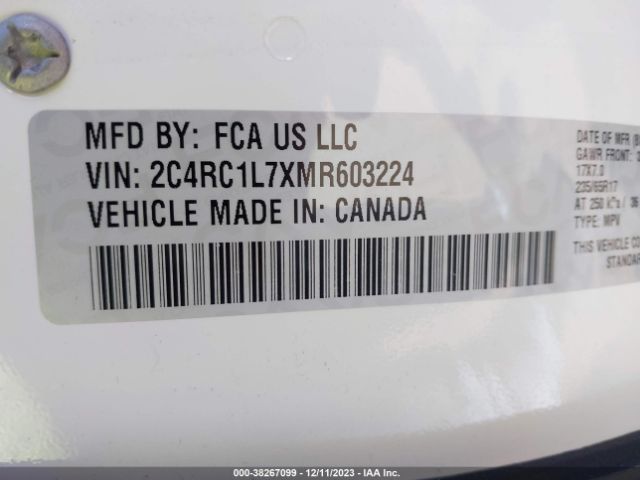 2C4RC1L7XMR603224 Chrysler Pacifica Hybrid Touring L