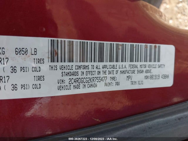 Dodge Grand Caravan Sxt 2019 2C4RDGCG2KR755477 Image 9