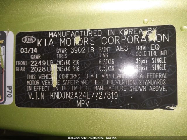 KNDJN2A24E7727819 KIA SOUL
