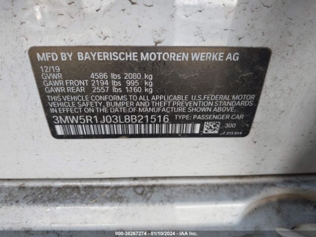 3MW5R1J03L8B21516 BMW 3 Series 330i
