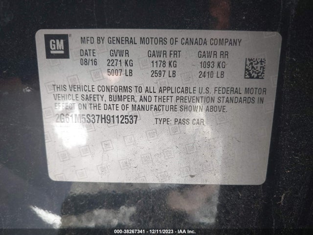 2G61M5S37H9112537 Cadillac XTS LUXURY
