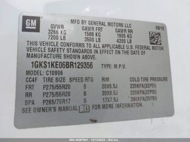 2011 GMC YUKON XL 1GKS1KE06BR129356 Photo 8