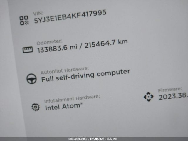 5YJ3E1EB4KF417995 Tesla Model 3 Long Range/performance