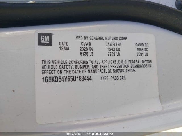 Продажа на аукционе авто 2005 Cadillac Deville Livery, vin: 1G6KD54Y65U189444, номер лота: 38268079