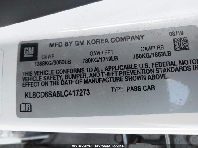 Chevrolet Spark Fwd 1lt Automatic 2020 KL8CD6SA6LC417273 Image 9