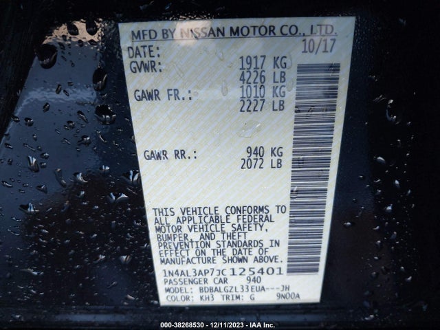 Nissan Altima 2.5 S 2018 1N4AL3AP7JC125401 Image 9