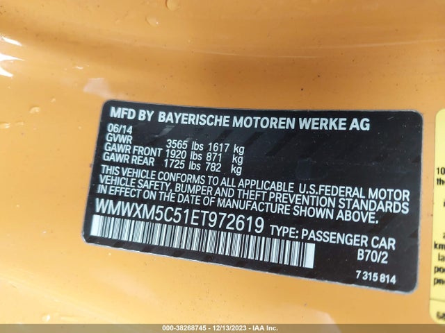 2014 MINI HARDTOP WMWXM5C51ET972619 Photo 8