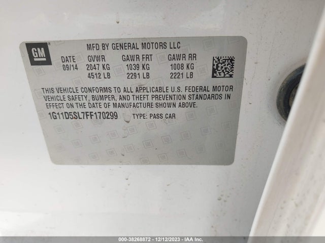 2015 CHEVROLET MALIBU 2LT VIN: 1G11D5SL7FF170299