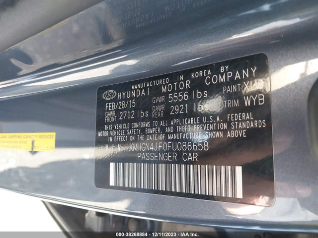 Hyundai Genesis 5.0 2015 KMHGN4JF0FU086658 Image 9