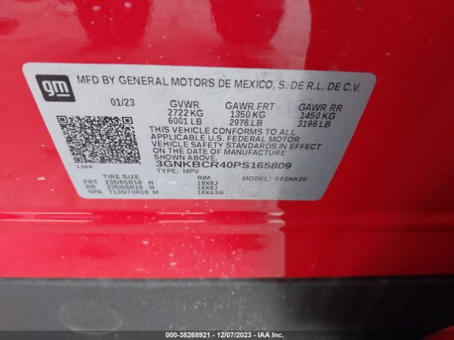 3GNKBCR40PS165809 Chevrolet Blazer Fwd 2lt