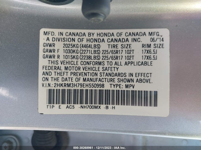 Honda Cr-v Ex-l 2014 2HKRM3H79EH550998 Image 9
