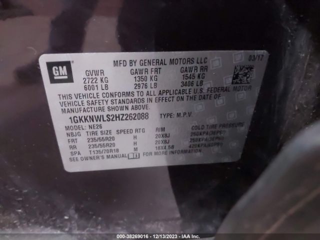 1GKKNWLS2HZ262088 GMC Acadia Slt-2