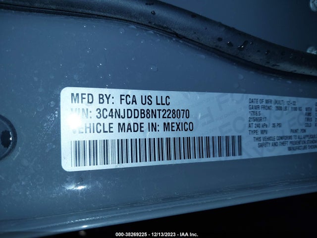 2022 JEEP COMPASS TRAILHAWK 4X4 VIN: 3C4NJDDB8NT228070