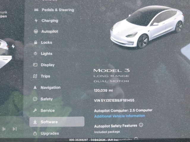 5YJ3E1EB9JF181455 Tesla Model 3 Long Range/performance