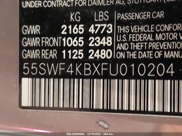 2015 MERCEDES-BENZ C-CLASS 55SWF4KBXFU010204 Photo 8