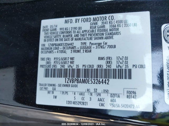 Ford Mustang V6 2014 1ZVBP8AM0E5326442 Image 9