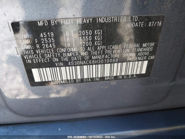 Subaru Legacy 2.5i Premium 2017 4S3BNAC68H3010088 Image 9