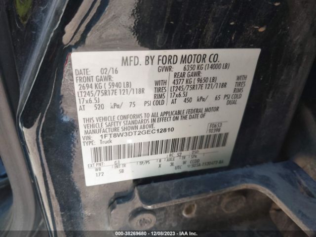 2016 FORD SUPER DUTY F-350 DRW 1FT8W3DT2GEC12810 Photo 8