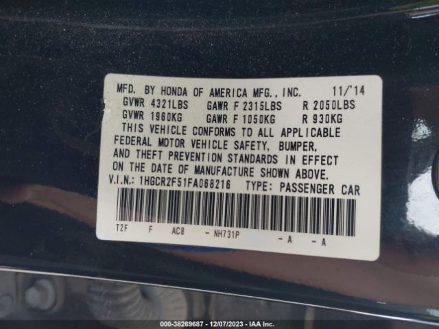 1HGCR2F51FA068216 Honda Accord Sport