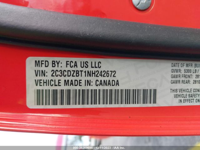 2C3CDZBT1NH242672 Dodge Challenger R/t