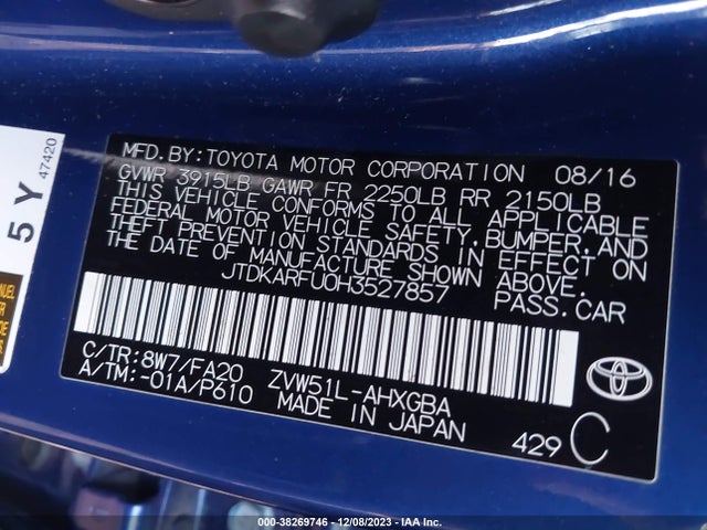 Toyota Prius Three 2017 JTDKARFU0H3527857 Image 9