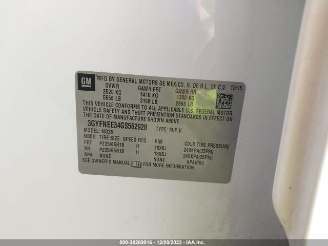 2016 CADILLAC SRX 3GYFNEE34GS562928 Photo 8