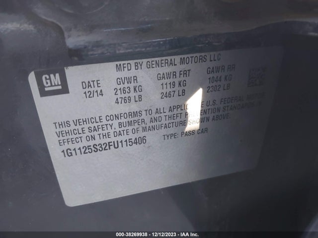 Chevrolet Impala 2lt 2015 1G1125S32FU115406 Image 9