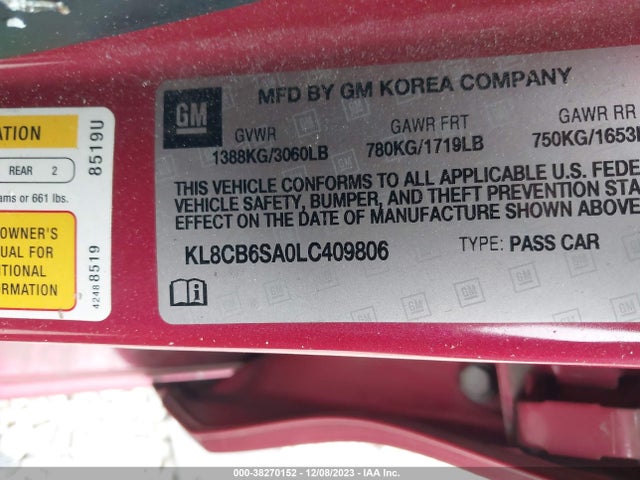 Chevrolet SPARK LS 2020 KL8CB6SA0LC409806 Image 9