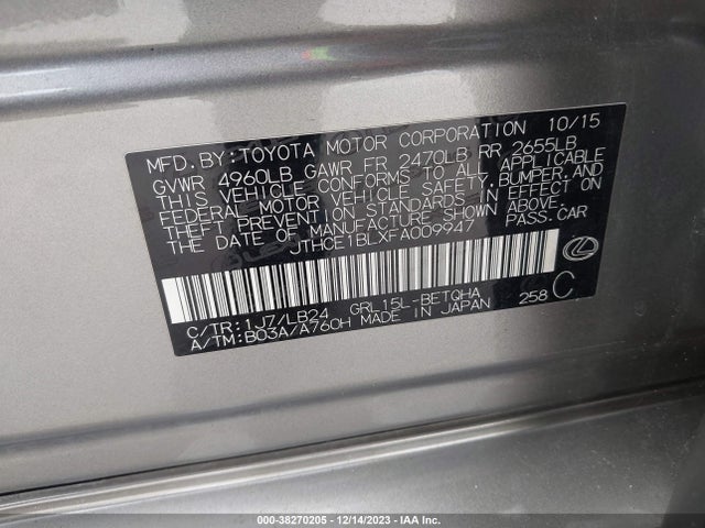 Lexus GS 350 2015 JTHCE1BLXFA009947 Image 9