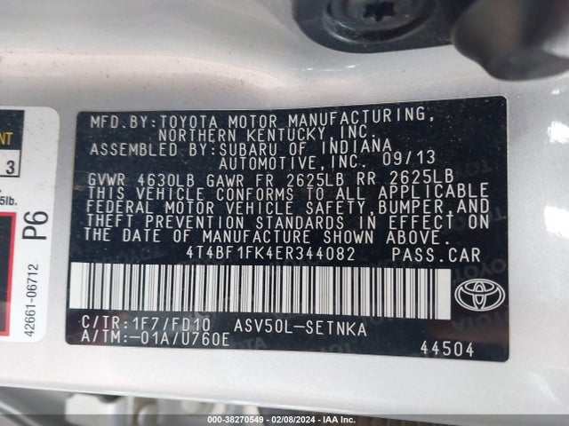 Toyota CAMRY LE 2014 4T4BF1FK4ER344082 Image 9