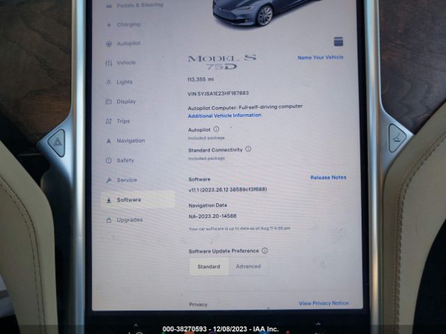 5YJSA1E23HF187883 Tesla Model S 100d/60d/75d/90d/p100d